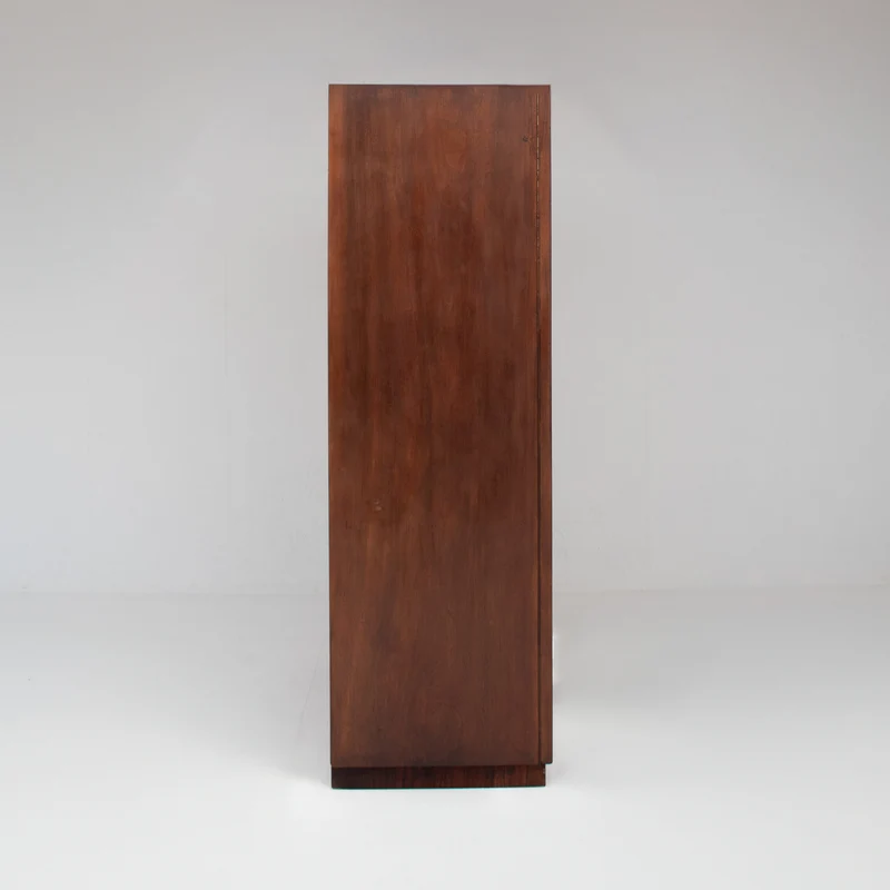 Mid-Century Walnut Wardrobe with Brass Handles
