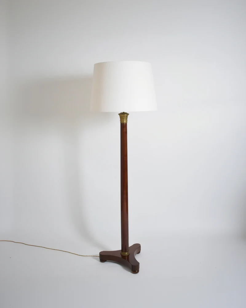 Vintage Neoclassical Wooden Tripod Floorlamp, 1960s Floor Lamp