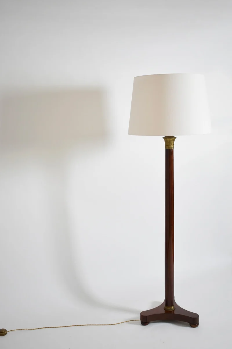 Vintage Neoclassical Wooden Tripod Floorlamp, 1960s Floor Lamp