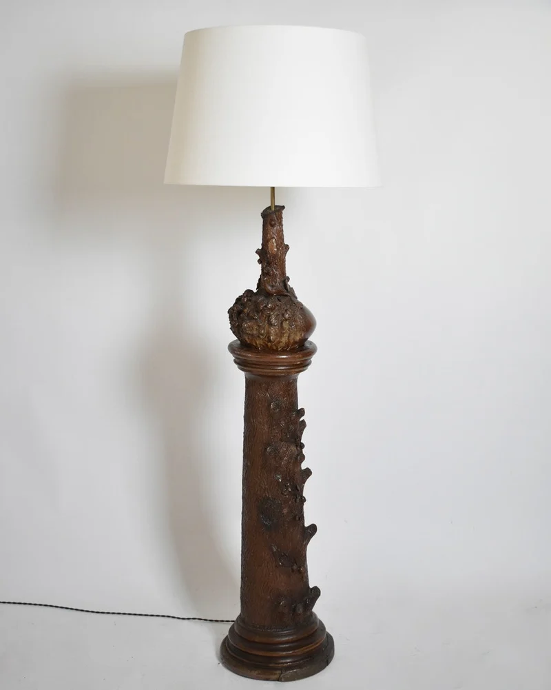 Vintage Black Forest Ceramic Floor Lamp, XIXth c