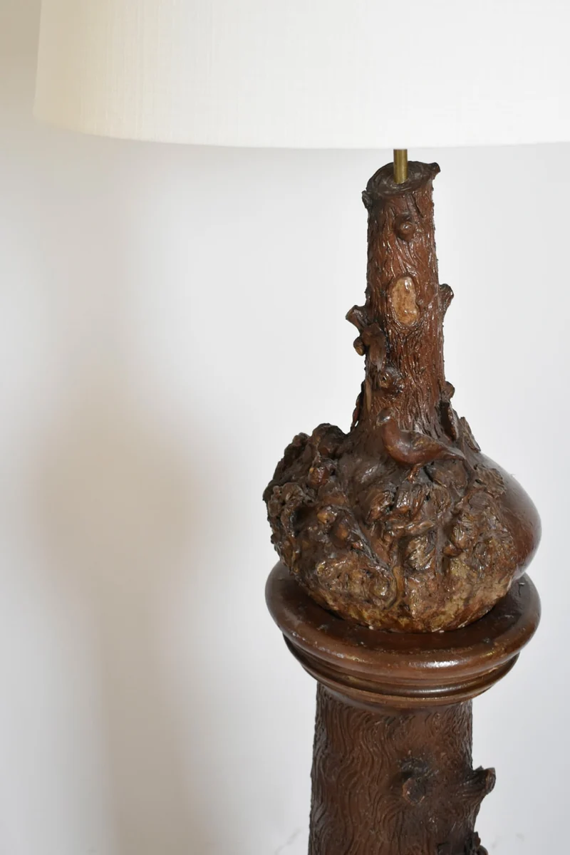 Vintage Black Forest Ceramic Floor Lamp, XIXth c