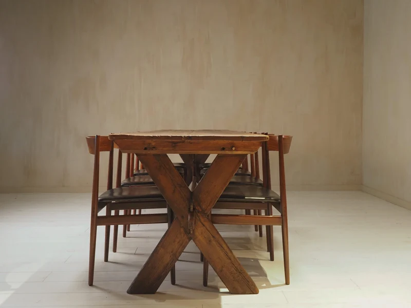 19th Century X-Frame Trestle and Cross Stretcher Base Table