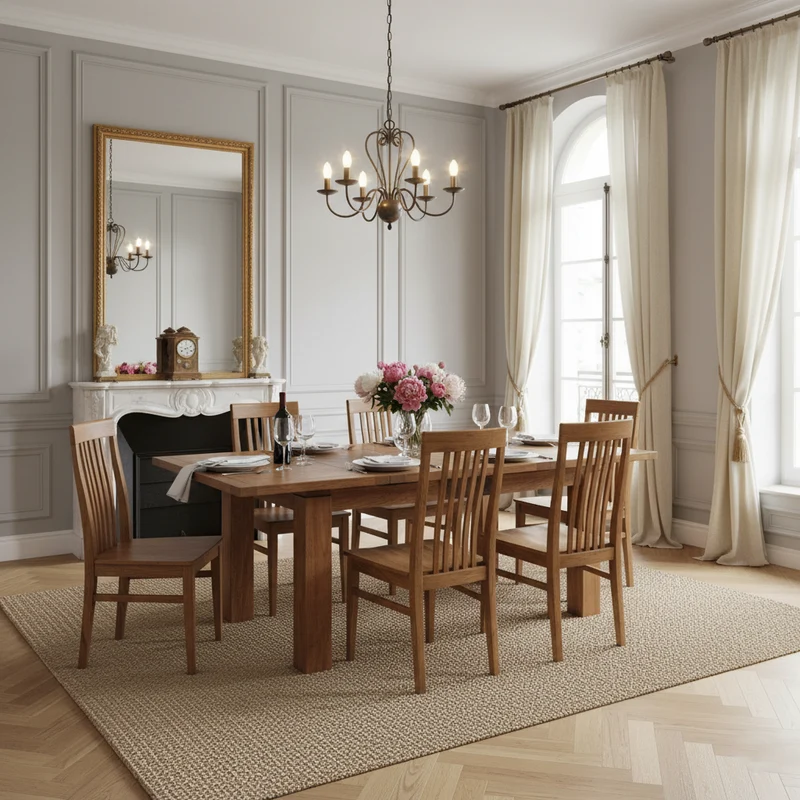Table à manger en bois sculpté bicolore 160/240 | Acacia Maya