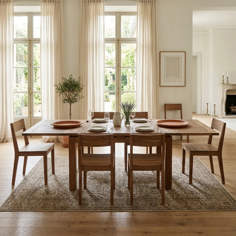 Table à manger rectangulaire allonge 130x90cm miel - Acacia Gordon