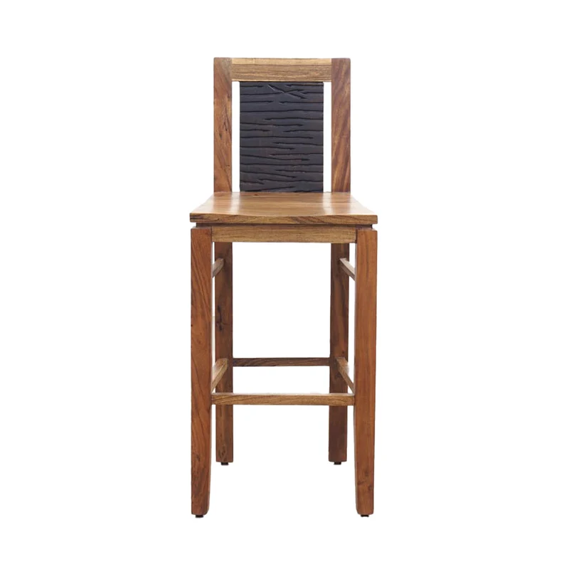 Tabouret de bar bois sculpté bicolore 130 | Acacia Maya