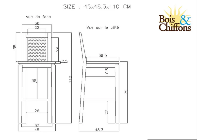 Tabouret de bar bois sculpté bicolore 130 | Acacia Maya