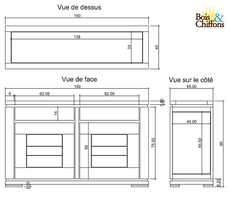 Petit buffet bois sculpté bicolore 2P 2T | Acacia Maya