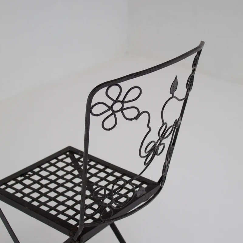Set of Three Decorative Wrought Iron Garden Chairs