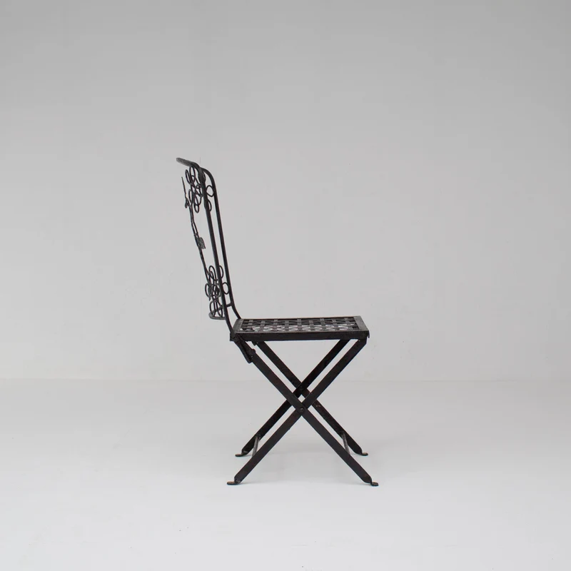 Set of Three Decorative Wrought Iron Garden Chairs