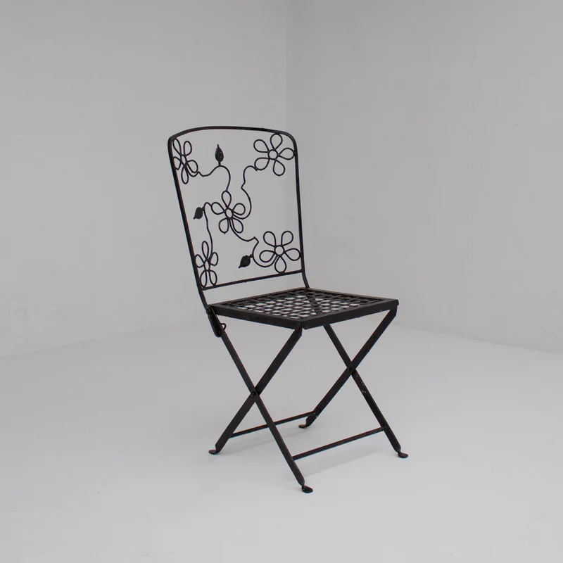Set of Three Decorative Wrought Iron Garden Chairs