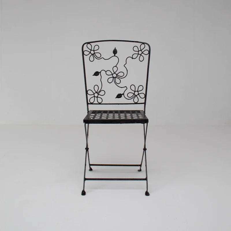 Set of Three Decorative Wrought Iron Garden Chairs