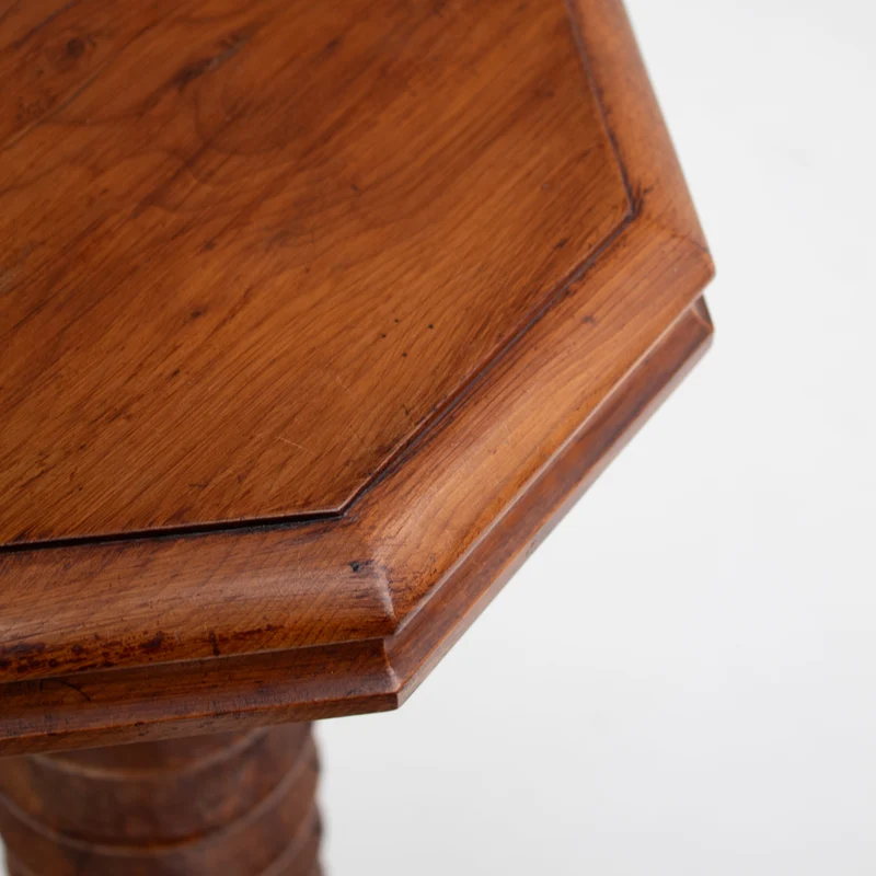 Hand-Carved Wooden Pedestal in Solid Walnut