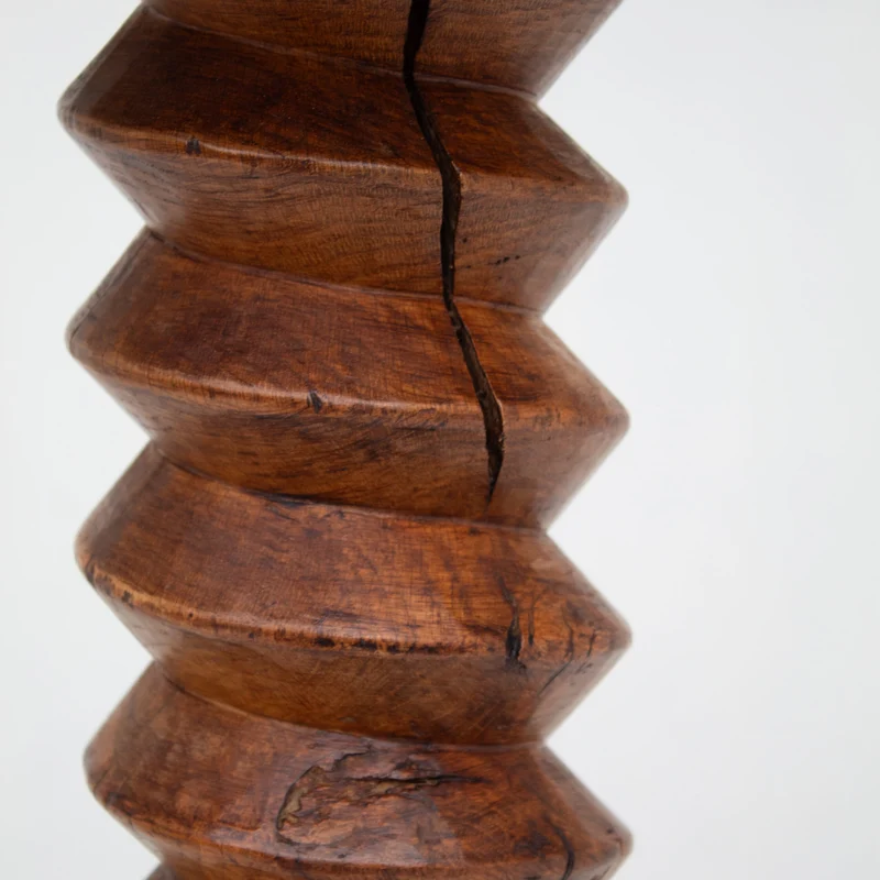 Hand-Carved Wooden Pedestal in Solid Walnut