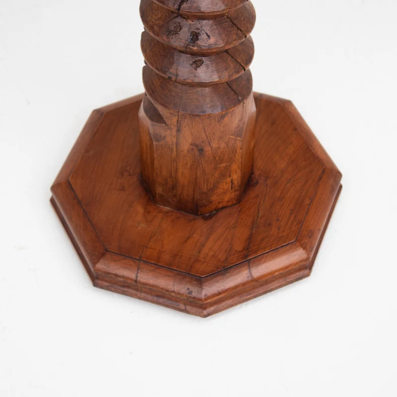 Hand-Carved Wooden Pedestal in Solid Walnut