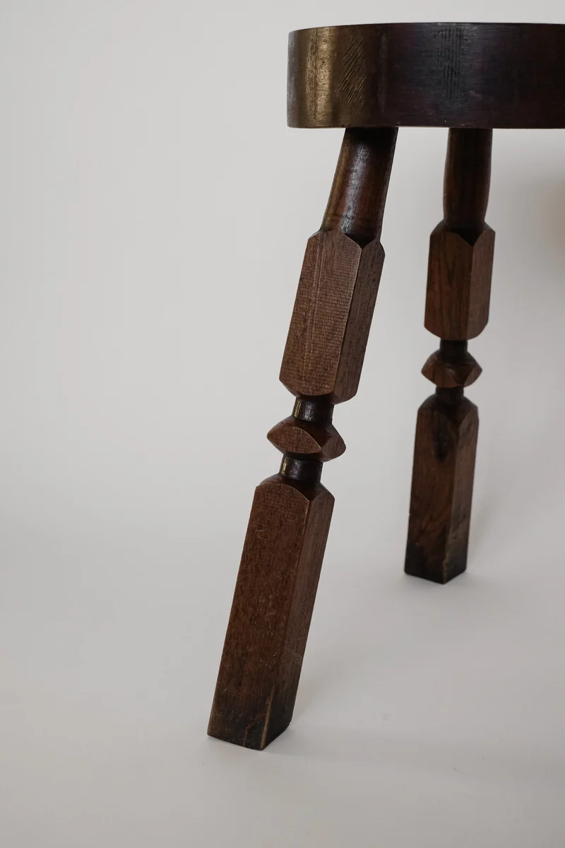 Pair of Mid-Century Rustic Tripod Stools