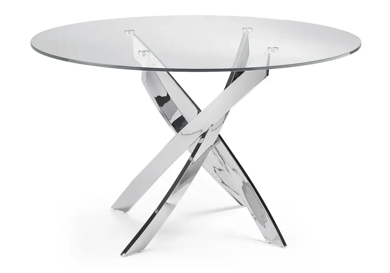 Table chromé 6 chaises grises - Design