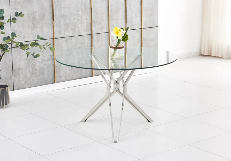 Table ronde chromé verre trempé - Iva