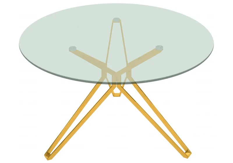 Table ronde doré verre trempé - Iva