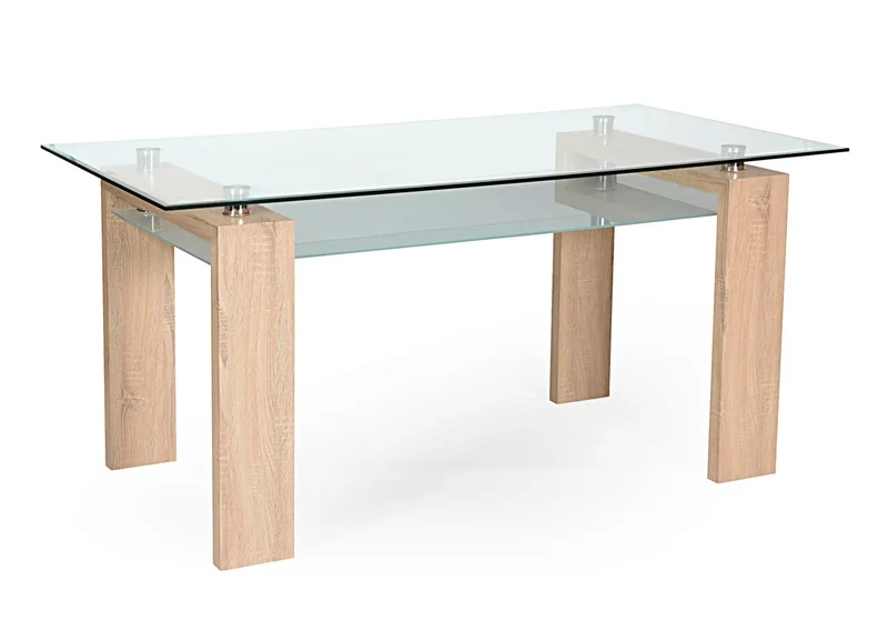 Table chêne verre 6 chaises noir - Toe