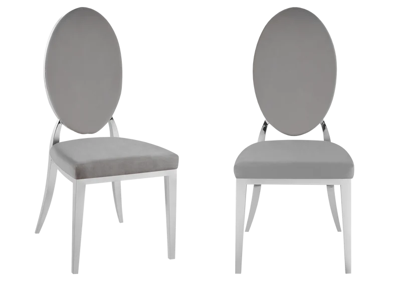 Chaises médaillon velours gris argent - Neo x4