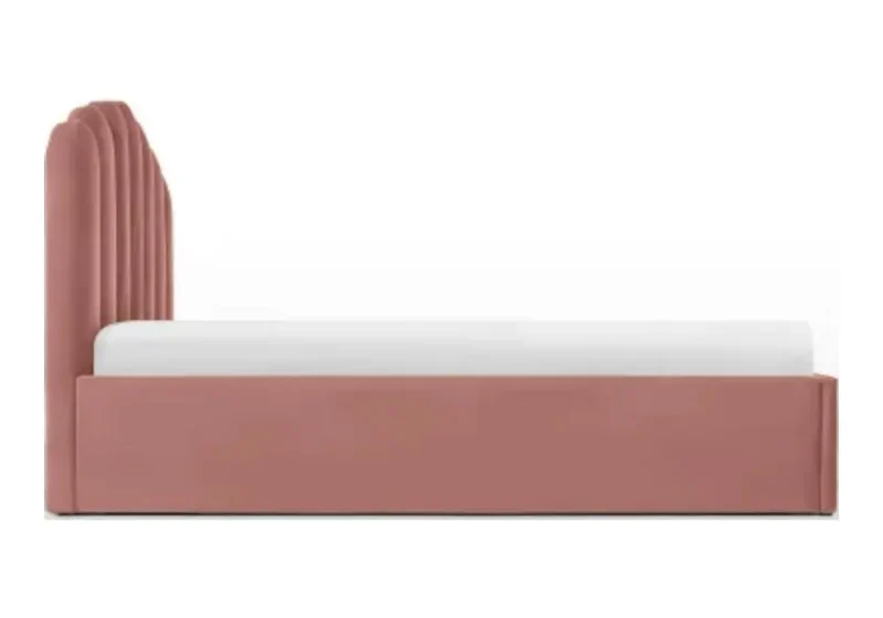 Lit coffre velours rose capitonné - Carla