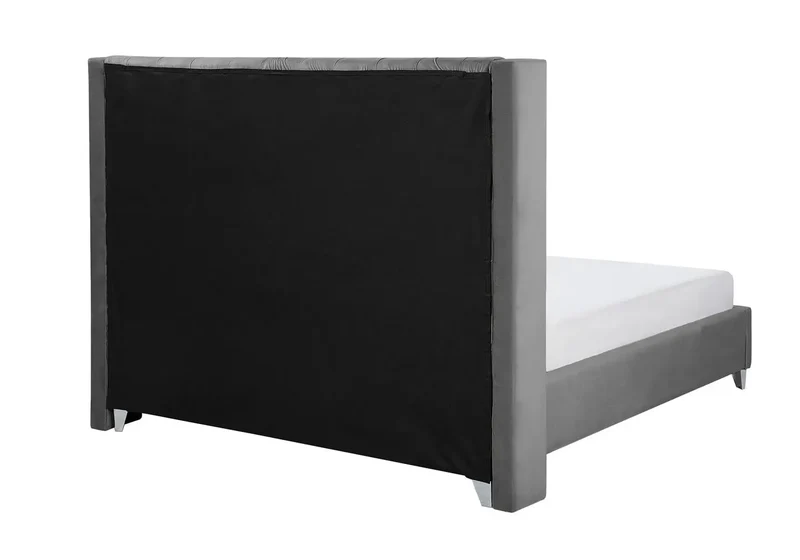 Lit king size velours gris capitonné - Chester