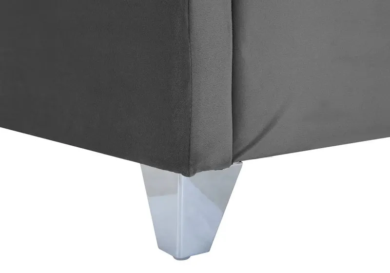 Lit king size velours gris capitonné - Chester