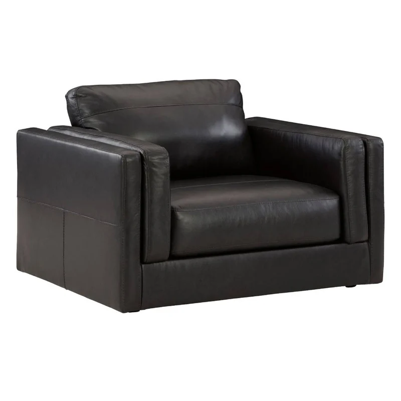 Fauteuil surdimensionné en cuir noir - Amiata