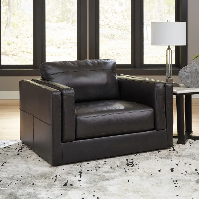 Fauteuil surdimensionné en cuir noir - Amiata