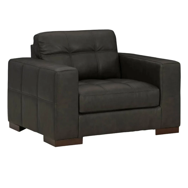 Fauteuil surdimensionné en cuir noir - Luigi