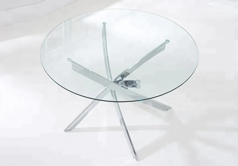 Table chromé 6 chaises blanches - Design