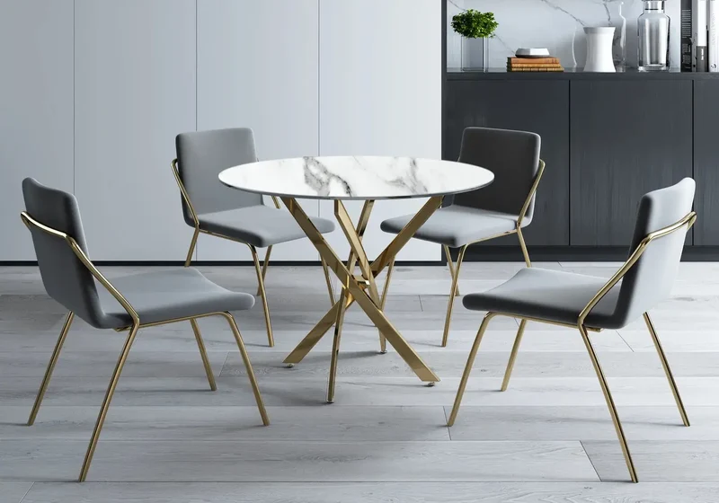 Table ronde dorée marbre blanc - Joy