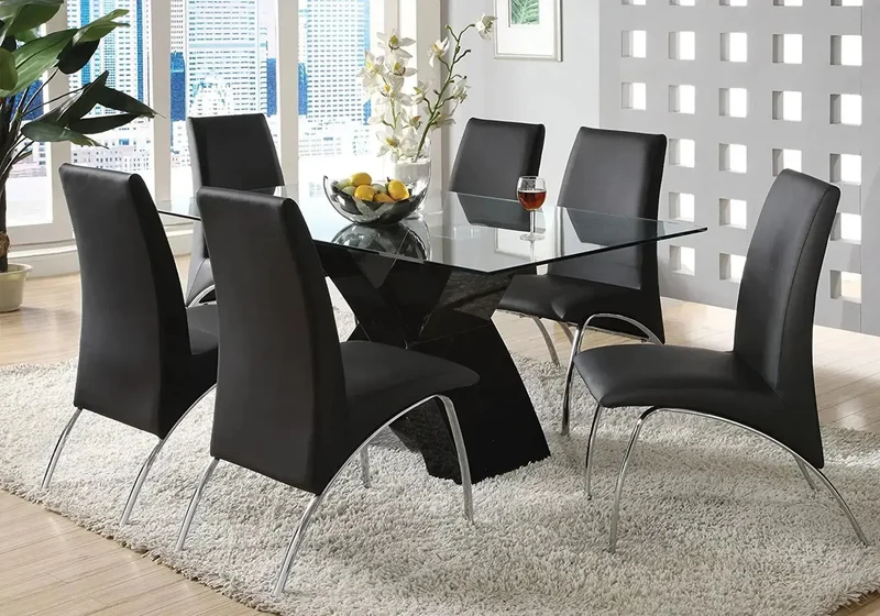 Lot 4 chaises chromé simili noir - Roy