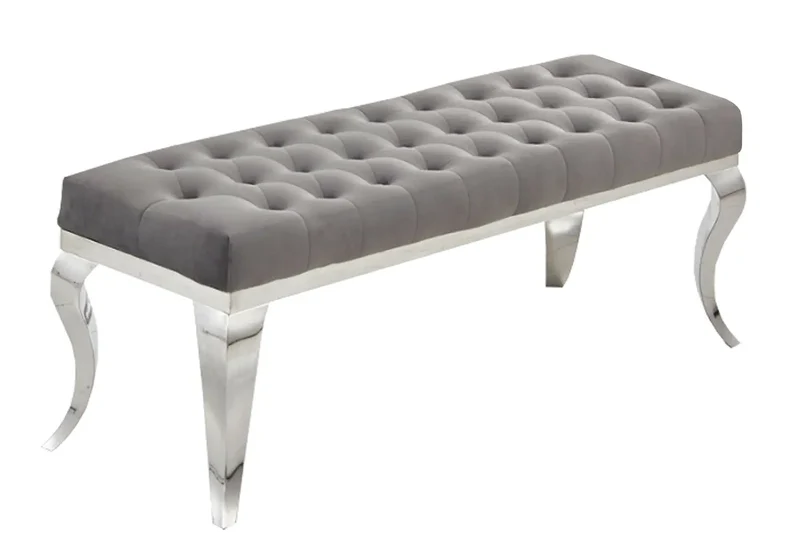 Banc design chromé velours gris - Neo