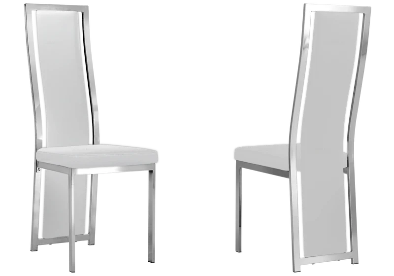 Table en verre et 6 chaises simili-cuir argent – Jessy