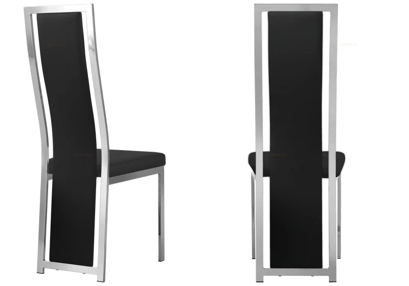 Chaise argentée simili noir moderne - Dia x6