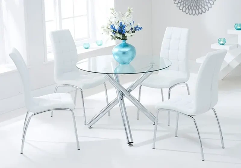Chaises en simili blanc capitonnées - Dea x6