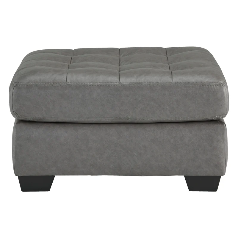 Ottoman surdimensionné aspect cuir gris - Clairette Court