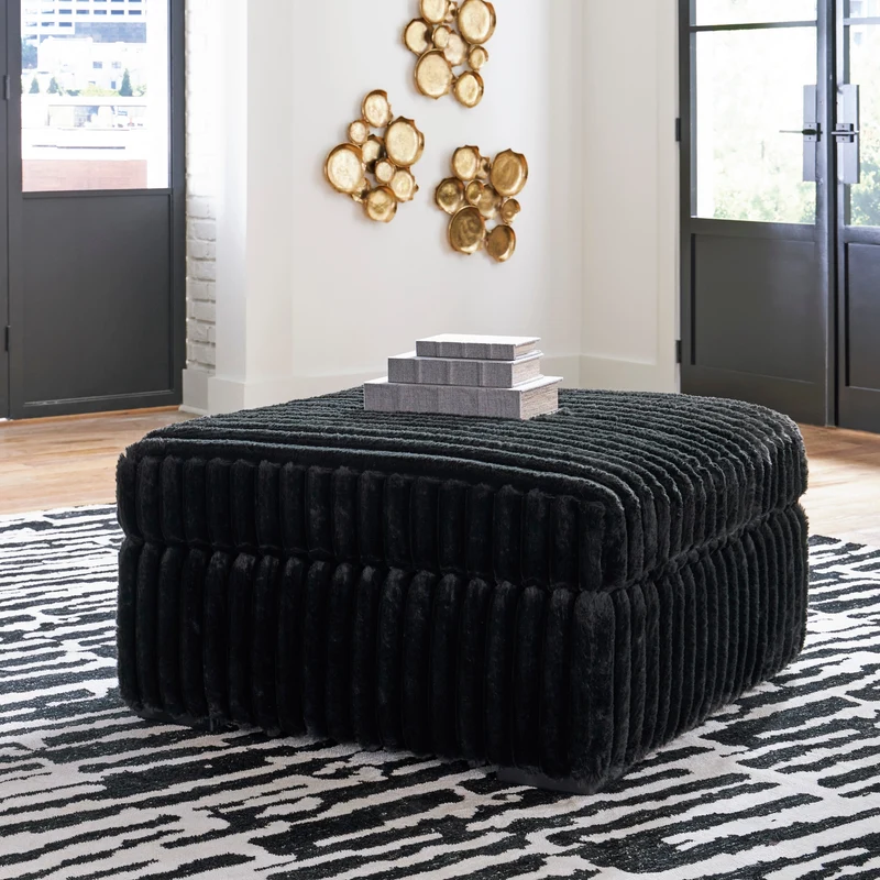 Ottoman surdimensionné en velours côtelé noir - Gabbyleigh