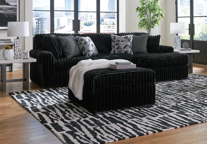 Ottoman surdimensionné en velours côtelé noir - Gabbyleigh