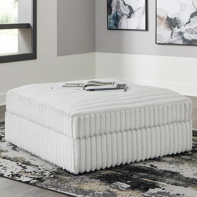 Ottoman surdimensionné en velours côtelé blanc - Stupendous