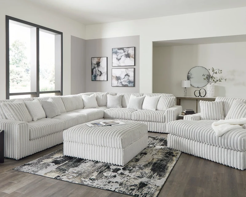 Ottoman surdimensionné en velours côtelé blanc - Stupendous