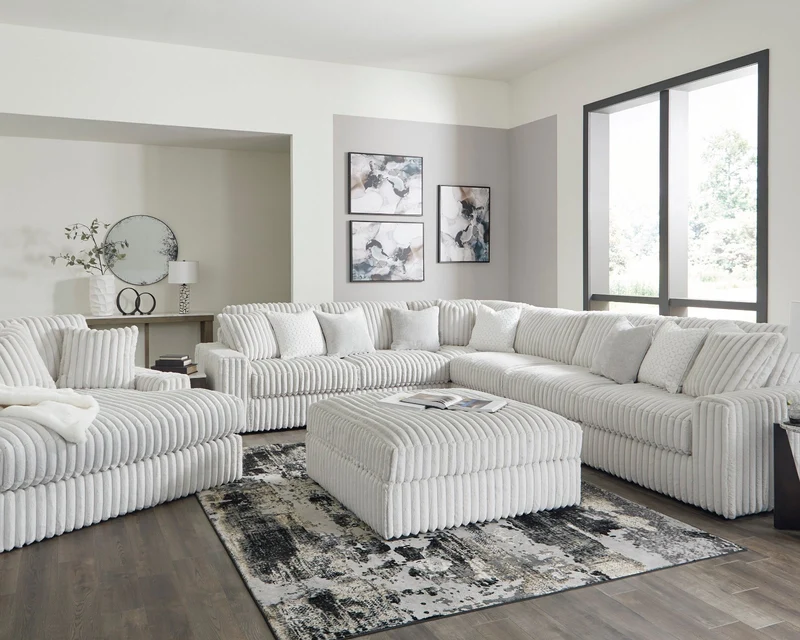 Ottoman surdimensionné en velours côtelé blanc - Stupendous