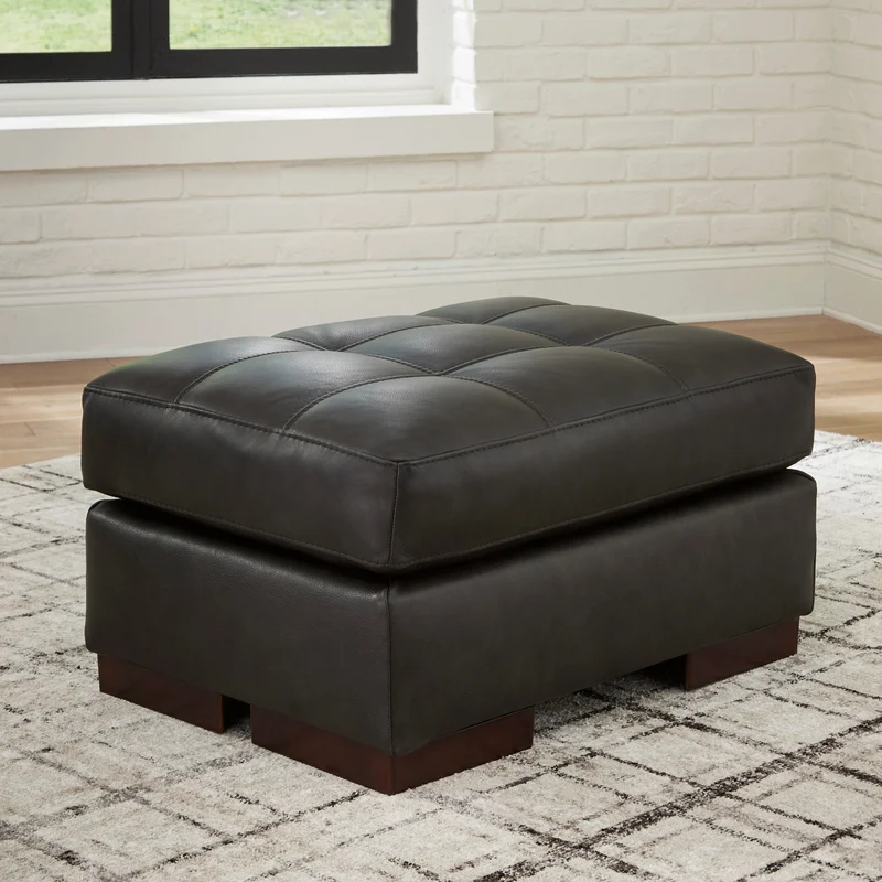 Ottoman en cuir noir - Luigi