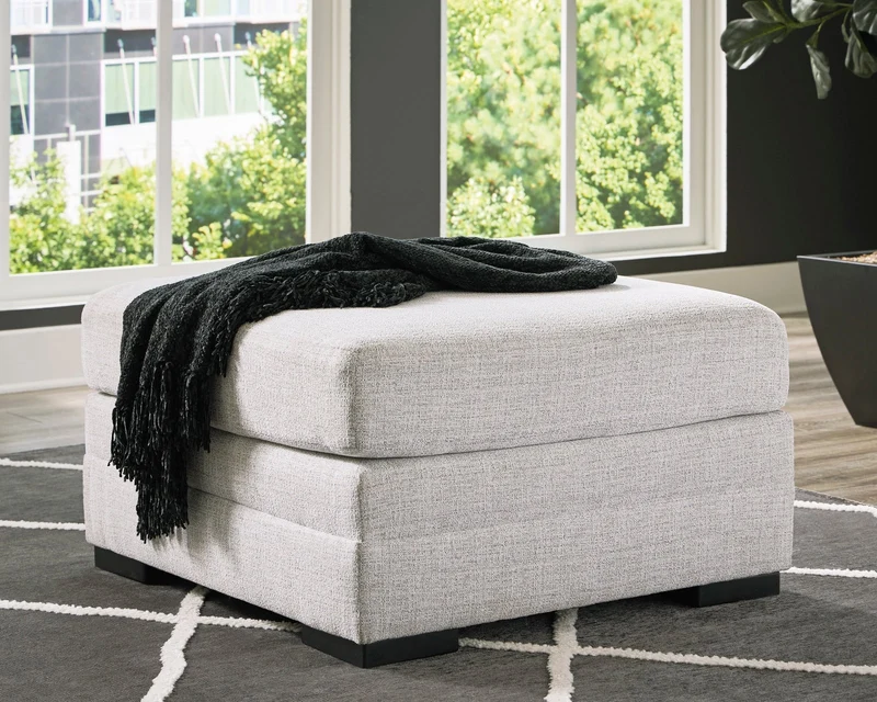 Ottoman surdimensionné en tissu gris pâle - Koralynn
