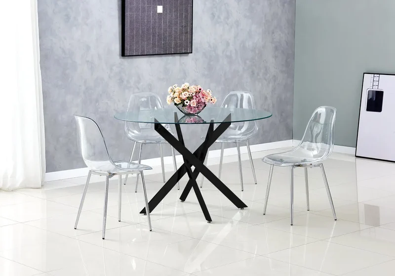 Table ronde noire verre trempé - Joy