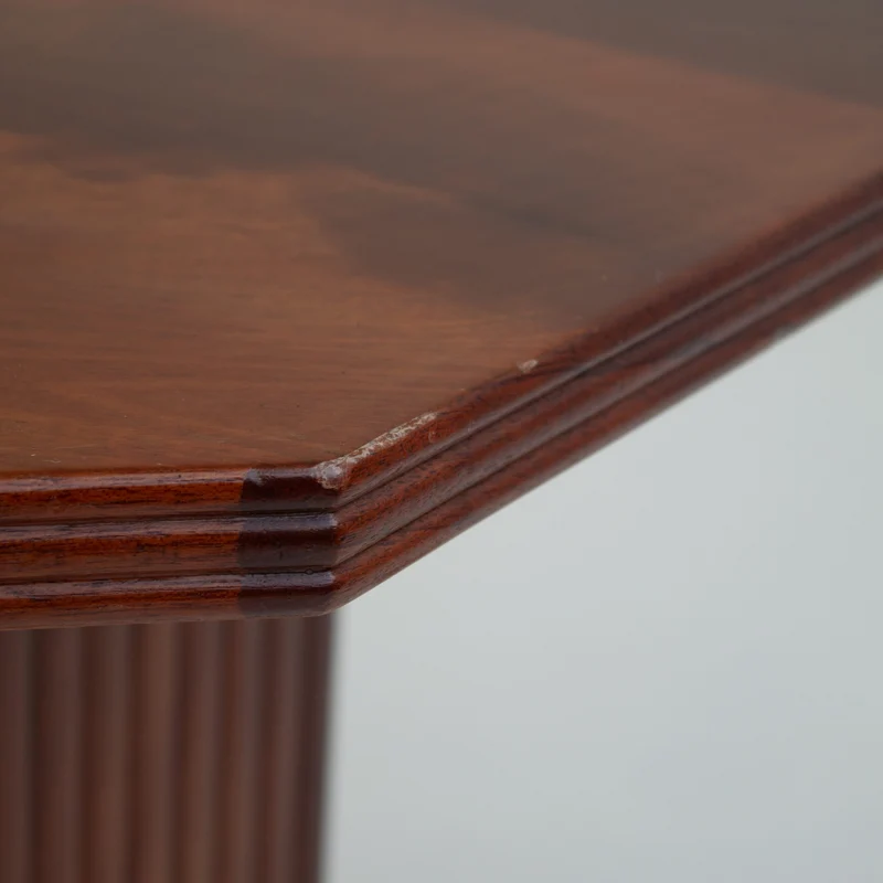 Michel Briard Hexagonal Pedestal Table in Mahogany