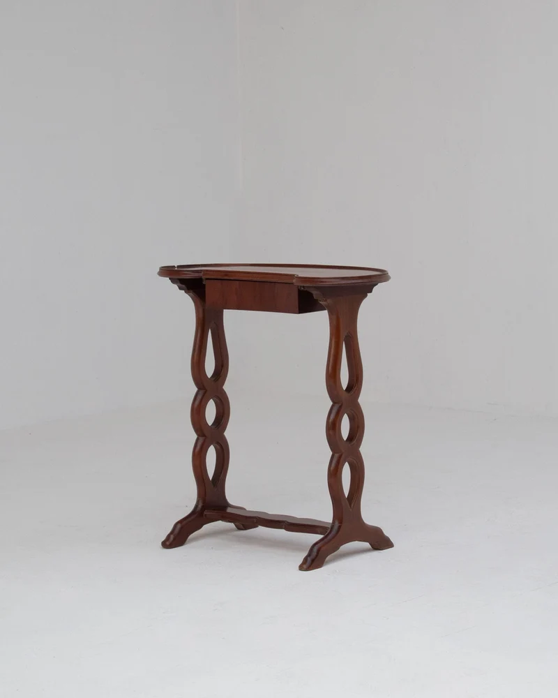 Michel Briard Sculptural Mahogany Side Table with Drawer