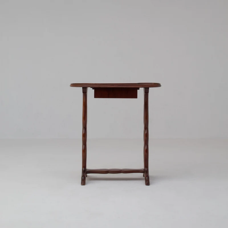 Michel Briard Sculptural Mahogany Side Table with Drawer