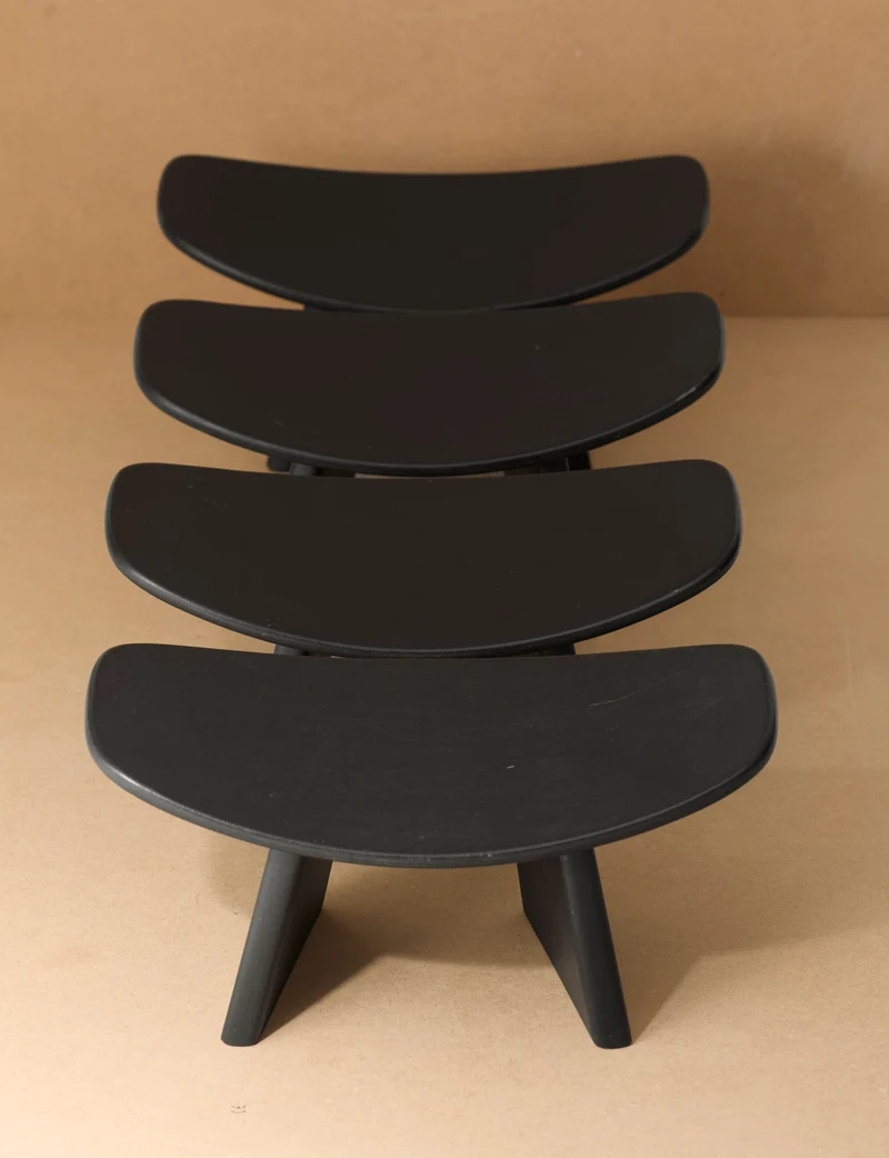 Alain Gaubert meditation stool in black solid beech, France c. 1980